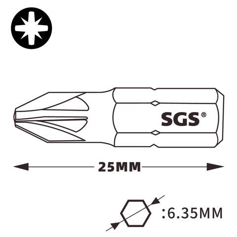 Бита PZ1 х25мм S2 20шт SGS 6325-PZ1-20