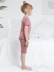 пижама  для девочки  К 1632/темная пудра,бантики