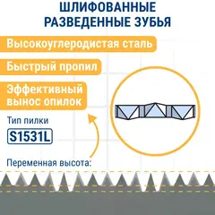 Набор пилок для сабельных пил ПРАКТИКА универсальный: S1617K/S1531L/S1122VF - 300, 240, 225 мм, (3шт) (911-284)
