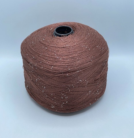 Бобинная пряжа, Linette Pailletes, 450м, 80% Лен, 20% Полиэстер(пайетка), Какао+пайетка. 39400