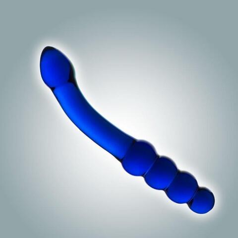 Синий фаллоимитатор из стекла - 18,5 см. - Rubber Tech Ltd 0044 BX DD