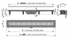 AlcaPlast APZ10-Simple 750M душевой лоток с порогами для перфорированной решётки (APZ10-750M)