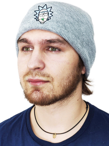 Картинка шапка вязаная Skully Wear beanie r&m gray - 2