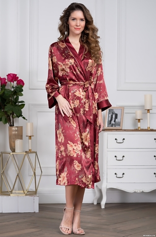 Длинный халат из шелка Mia Amore Burgundia 3629