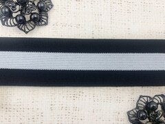 Резинка тканая, ш. 3 см, чёрный с белым