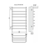 Полотенцесушитель электрический Terminus Арктур П8 500x796 с полкой, ТЭН HT-1 300W, левый/правый