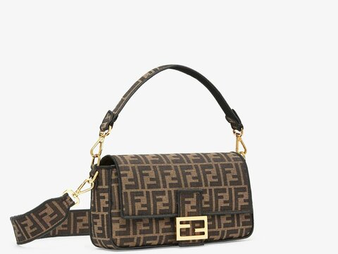 Жаккардовая тканевая сумка Fendi FF