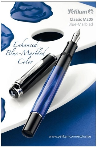 Ручка перьевая Pelikan Elegance Classic M205 Blue Marble CT, F (801966)