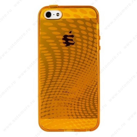 Накладка силиконовый TPU для Apple iPhone SE/ 5s/ 5C/ 5 прозрачный с волнами оранжевый