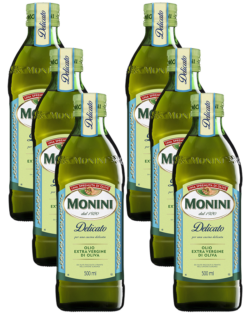Масло оливковое Monini Экстра Вирджин Деликато 0,5 л, стекло - 6 шт
