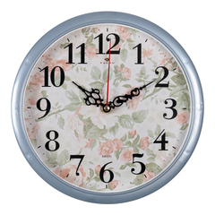 Часы настенные РУБИН  2222-001 круг d=22см, корпус серый перламутр "Лето"