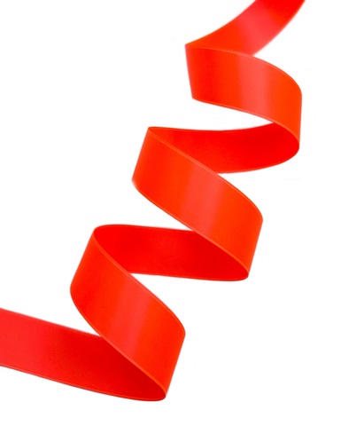 Атласная двусторонняя лента, цвет: неоновый оранжевый , ширина: 25мм