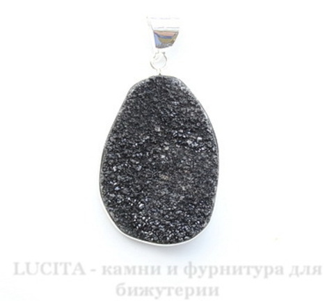 Подвеска Кварц в рамке (цвет - античное серебро) 38,9х24,6х9 мм №8 ()