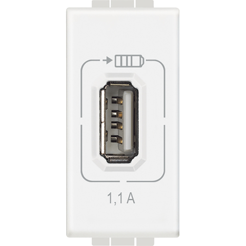 Розетка USB-зарядка, 5B=750mA, 1 модуль. Цвет Белый. Bticino Livinglight. N4285C1