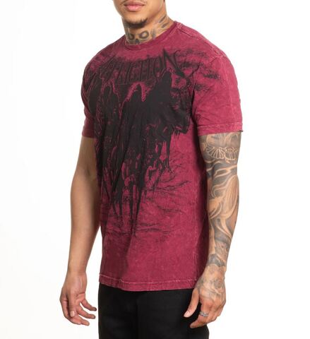 Affliction | Футболка мужская Black Night Tee BURGANDY LAVA WASH A27244 слева