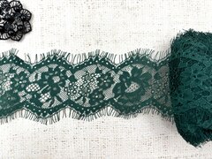 Кружево Французское, ш. 10,5 см, тёмный изумруд