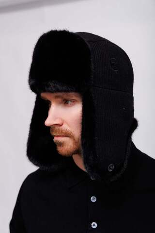 CUDGI Шапка-ушанка шерстяная с мехом