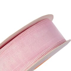 
          Декоративная лента капроновая для декора и флористики, 2,5 см, намотка 25 ярдов, светло-розовый, дизайн клетка