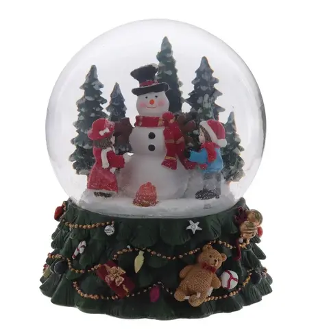 Фигурка декор в стекл шаре "Снеговик" (подсв, муз, вьюга, AAх3 н/п), D 14 см, L15,5 W15,5 H20 см