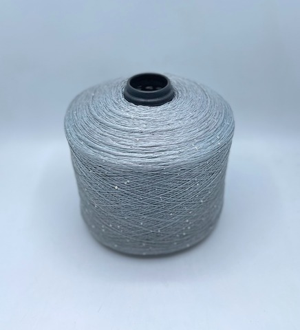 Бобинная пряжа (пр.Италия),Linette Pailletes, 450/100гр, 80% Лен, 20% Полиэстер(пайетка), цвет-Серый шалфей+пайетка. арт.36726