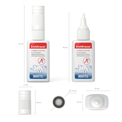 
          Корректор-ручка Erich Krause, 12 мл, пластиковый. наконечник, уп. 12 шт, "Arctic white"