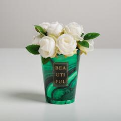 Стаканчик для цветов «Beautiful», Малахит, Зеленый, 350 мл, 10 шт.