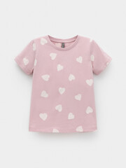 фуфайка  для девочки  КР 302326/розовый лед,сердечки к599