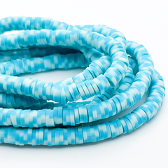 Бусина-диск, цвет бело-голубой мрамор, диаметр 6 мм, цена за нить 40 см