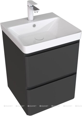 Aquanet 332506 Тумба с раковиной Эмбер 50 2 ящ. цв.черный матовый (раковина Urban) (332506)