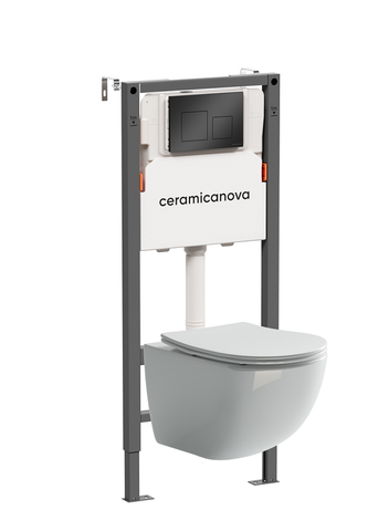 Ceramica Nova CN3009_121002MB Комплект Подвесной унитаз FORMA Rimless + Система инсталляции Balance кнопка Square, черный матовый