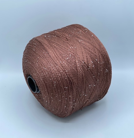 Бобинная пряжа, Linette Pailletes, 450м, 80% Лен, 20% Полиэстер(пайетка), Какао+пайетка. 39400