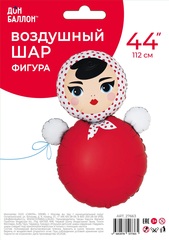 Шар К Фигура, Неваляшка, Сатин, Красный, 44''/112 см, 1 шт.