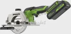 Дисковая мини пила аккумуляторный Greenworks G24MCS, 24V,б/щет,120x9,5мм, 6500 об/мин, рез 39мм, 1х2Ач, ЗУ, кор (1501207CUA) — фото 2