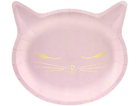 Тарелки фигурные Кошка розовая, 22 см, 6 шт.