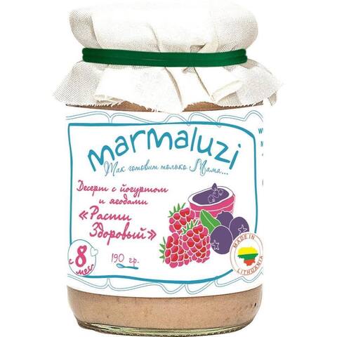 Десерт «Расти здоровый» с йогуртом и ягодами с 8-ми месяцев Marmaluzi, 190г