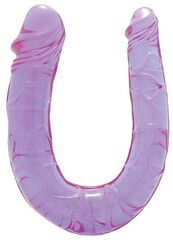 Фиолетовый двойной фаллоимитатор DOUBLE HEAD DONG - 30 см. - 