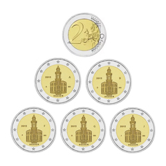 Германия 2015 год 2 евро Гессен набор 5 дворов A D F G J UNC из ролла