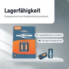Батарейка литиевая CR123A ANSMANN 3V - 2 шт
