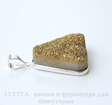 Подвеска Кварц в рамке (цвет - античное серебро) 37х28х11 мм №7 ()