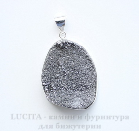 Подвеска Кварц в рамке (цвет - античное серебро) 42х29х12,5 мм №4 ()