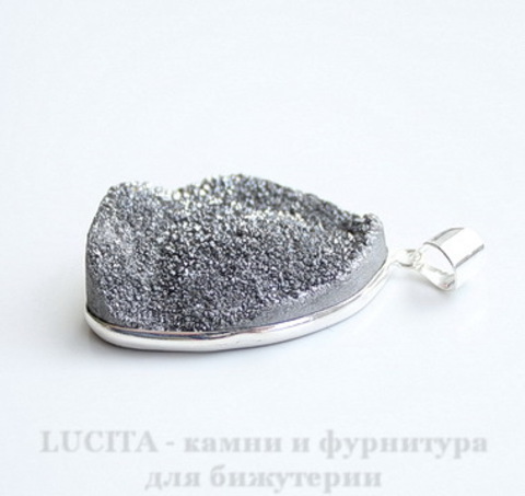 Подвеска Кварц в рамке (цвет - античное серебро) 42х29х12,5 мм №4 ()