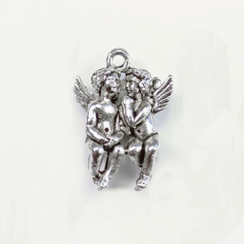 Подвеска Quest Beads "Два ангела" (цвет-античное серебро) 22х14 мм