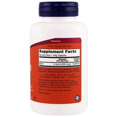 Now Foods, Биотин, 5000 мкг, 120 вегетарианских капсул