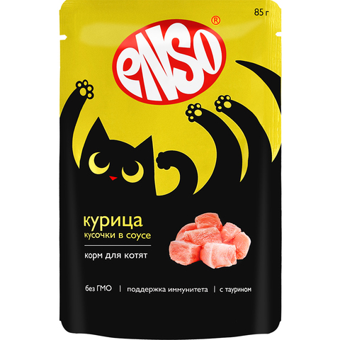 ENSO пауч для котят, кусочки в соусе с курицей 85г