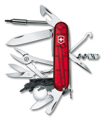 Нож складной Victorinox CyberTool Lite, 91 mm, 36 функций, полупрозрачный красный