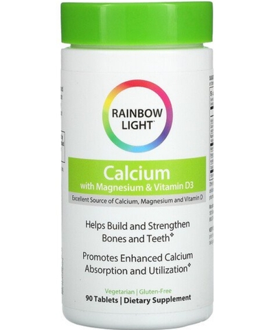 Rainbow light, Пищевой кальций с магнием и витамином D3, 90 таблеток