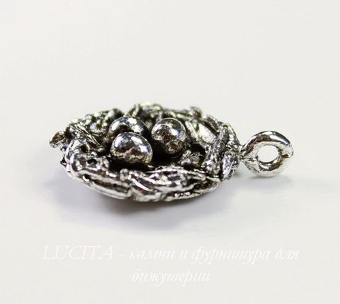 Подвеска Quest Beads "Гнездо" (цвет-античное серебро) 19х15 мм