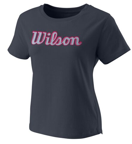 Женская теннисная футболка Wilson Script Eco Cotton Tee W - india ink