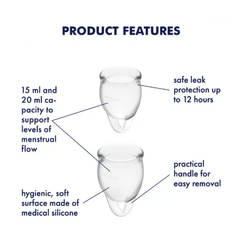 Набор менструальных чаш Satisfyer Feel Confident светлые 15 мл, 20 мл