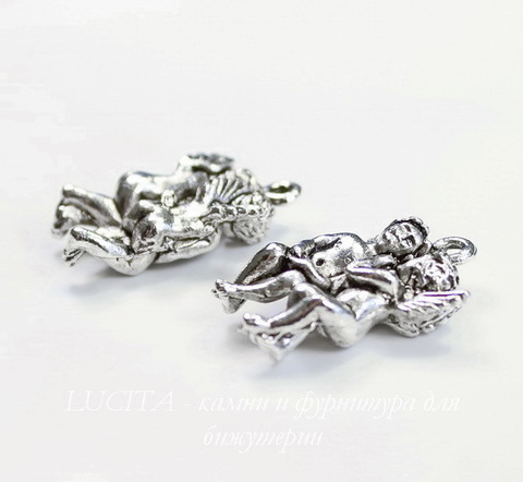 Подвеска Quest Beads "Два ангела" (цвет-античное серебро) 22х14 мм